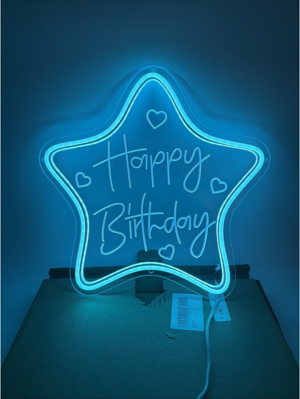 Happy Birthday Blue Neon Sign for Party Decor LED Neon Light 12in x 12in (30cm)